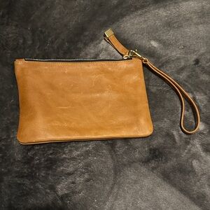 K. Slade Tan Leather Wristlet Clutch